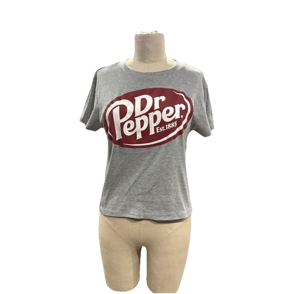 Dr Pepper “Just What The Dr Ordered” Junior Baby Tee Girls Size XL Gray, Red